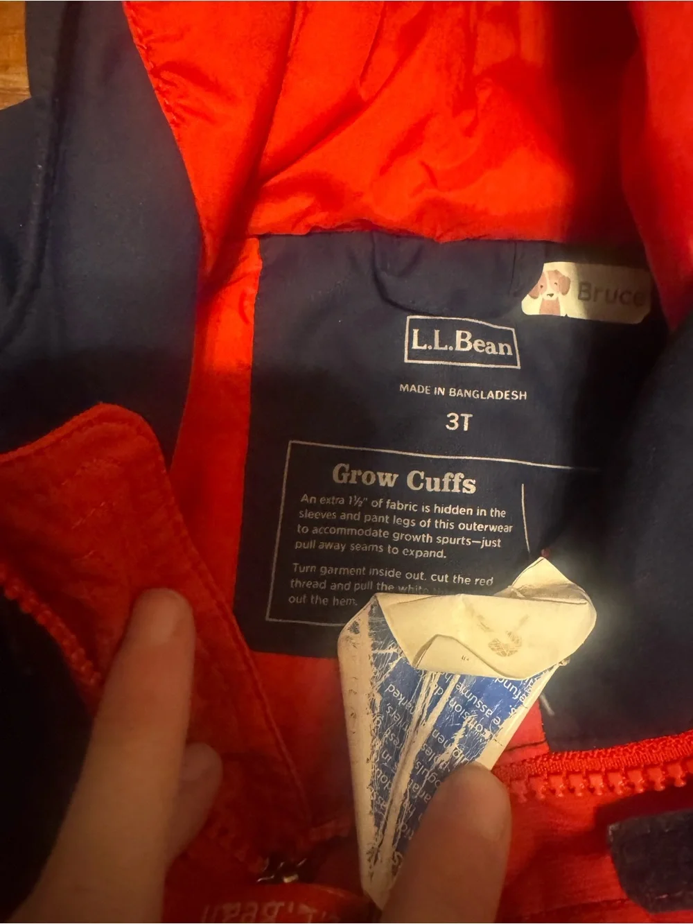 LL BEAN Cold Buster Snowsuit size 3T with grow cuffs